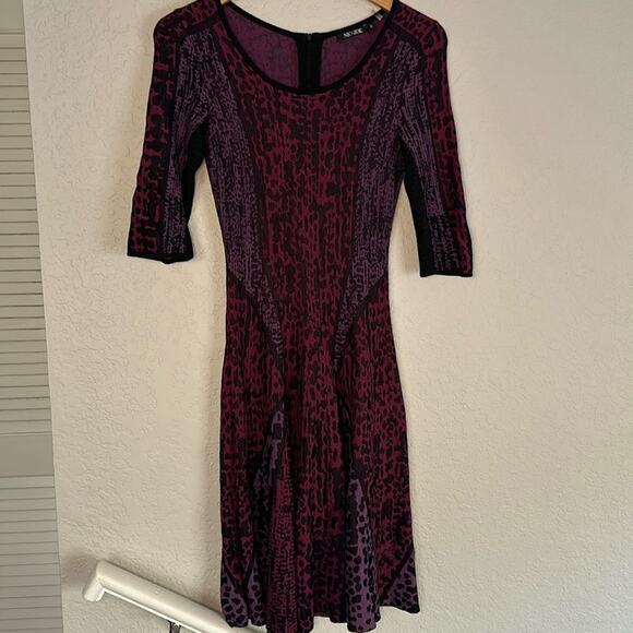NIC+ZOE Knit Coda Twirl Purple Black Sweater Dress Midi Dark Preppy Goth Fall - Picture 3 of 6